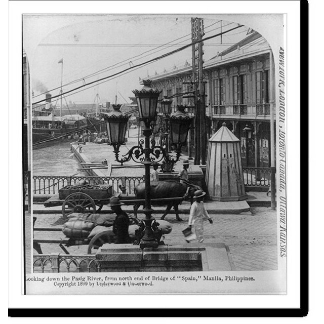 Historic Print, Looking down the Pasig River, from north end of bridge
