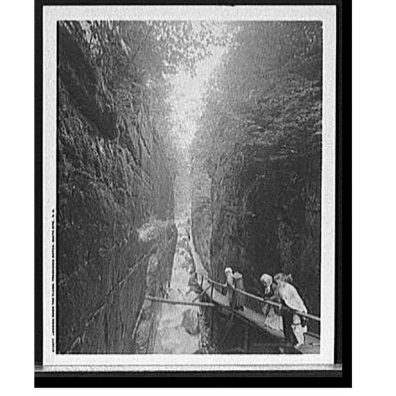 Historic Print, Looking down the flume, Franconia Notch, White Mts., N.H., 18" x 24"