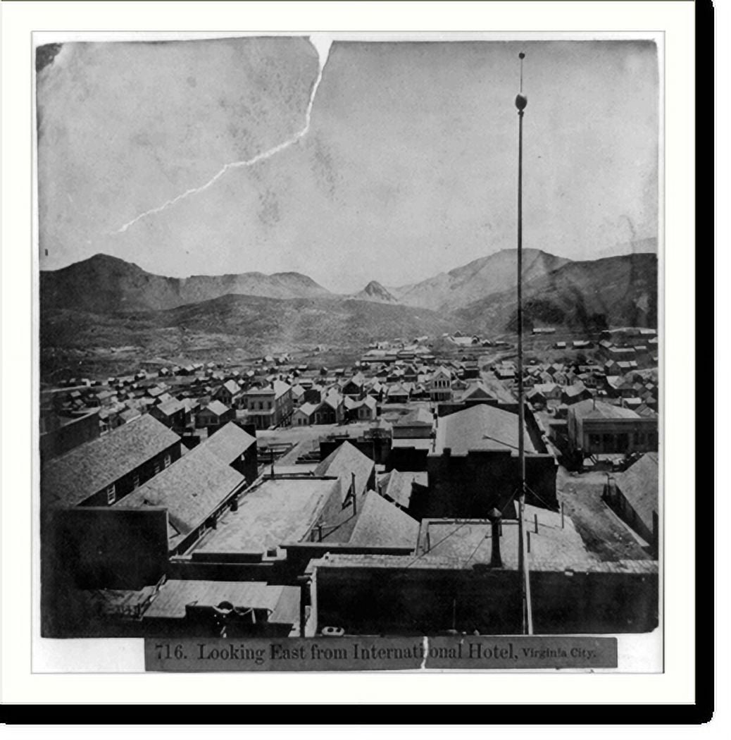 Historic Print, Looking east from International Hotel, Virginia City