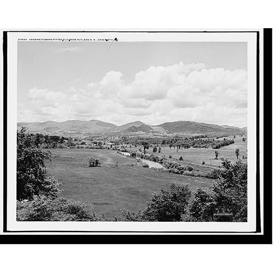 Historic Print, Looking toward Pittsfield from Rutland R.R., Green Mts., Vt., 16" x 20"