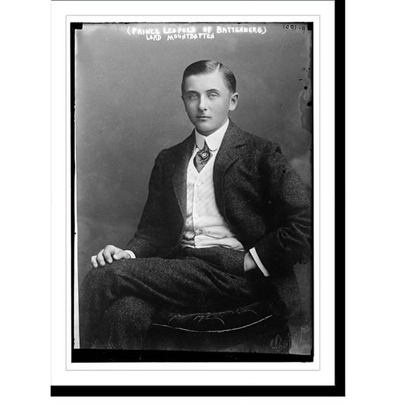 Historic Print, Lord Mountbatten (Prince Leopold of Battenberg) seated, 16" x 20"