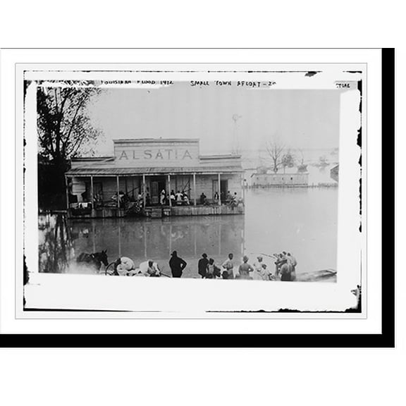 Historic Print, Louisiana flood - small town afloat, 16" x 20"
