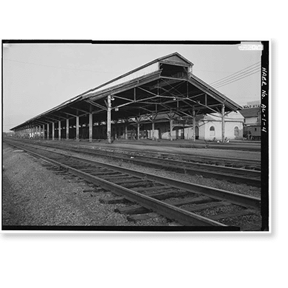 Historic Print, Louisville & Nashville Railroad, Union Station Train Shed, Water Street, opposite Lee Street, Montgomery, Montgomery County, AL - 4, 16" x 20"