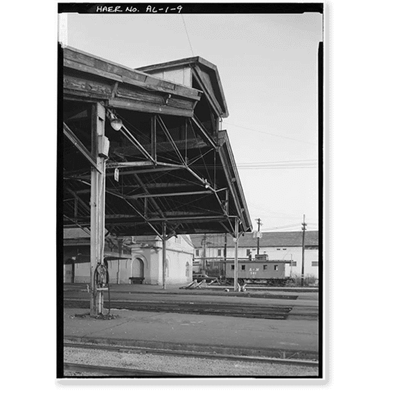 Historic Print, Louisville & Nashville Railroad, Union Station Train Shed, Water Street, opposite Lee Street, Montgomery, Montgomery County, AL - 9, 16" x 20"