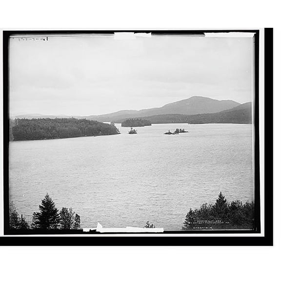 Historic Print, Lower Saranac Lake from the Algonquin, Adirondack Mountains, 18" x 24"