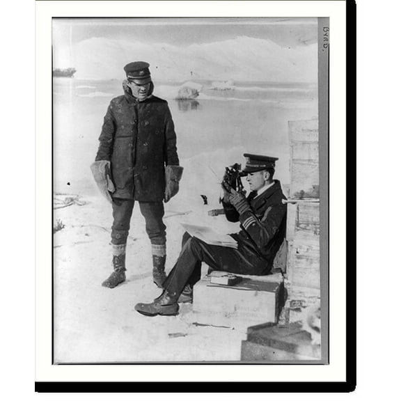 Historic Print, Lt. Cmdr. R. E. Byrd testing sextant at King's Bay, 18" x 24"