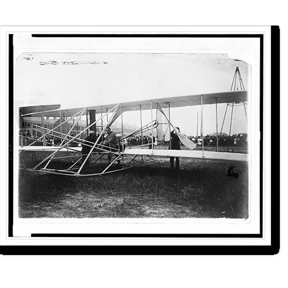 Historic Print, Lt. Selfridge & Mr. Wright stepping into the Wright aeroplane at Ft. Myer, 16" x 20"