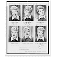 thumbnail image 1 of Historic Print, [Lucille Ball, six head-and-shoulders portraits, facing front, showing different facial expressions, each with caption], 18" x 24", 1 of 3