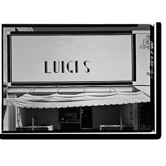 Historic Print, Luigi's Restaurant, Lincoln Road Mall, 900 Block, Miami, FL, 16" x 20"