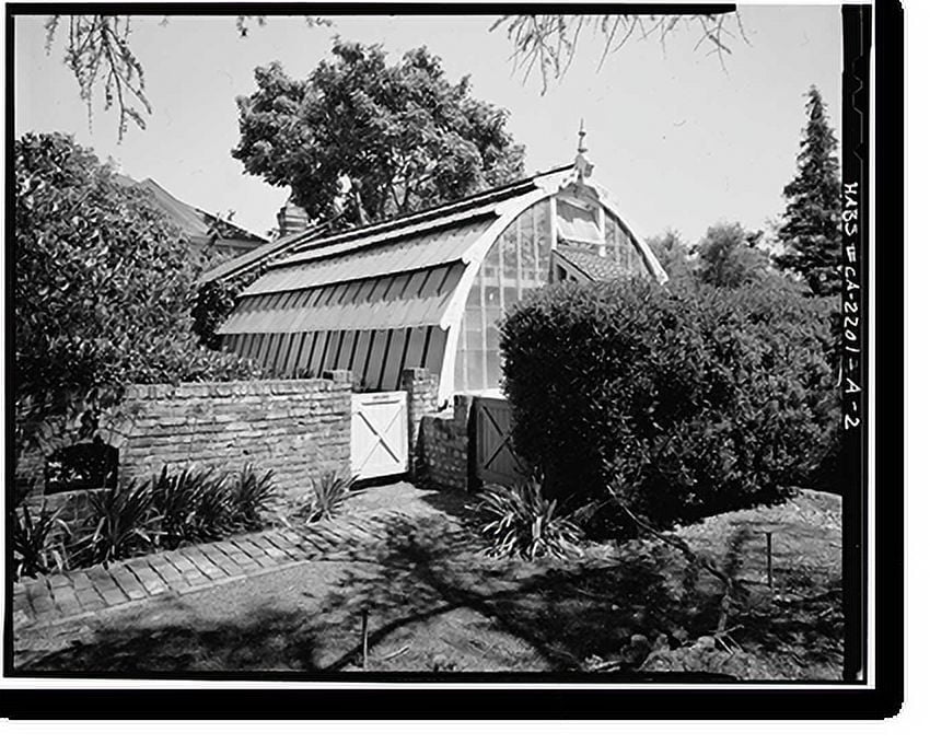 Historic Print, Luther Burbank House, Greenhouse, 200 Santa Rosa Avenue