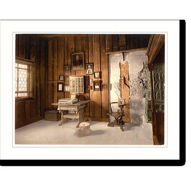 Historic Print, Luthers study Wartburg Thuringia Germany, 16" x 20