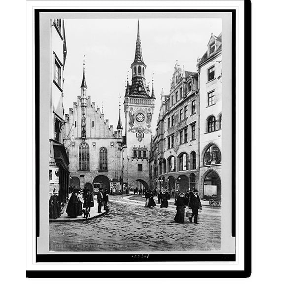 Historic Print, München. Altes rathaus, 16" x 20"