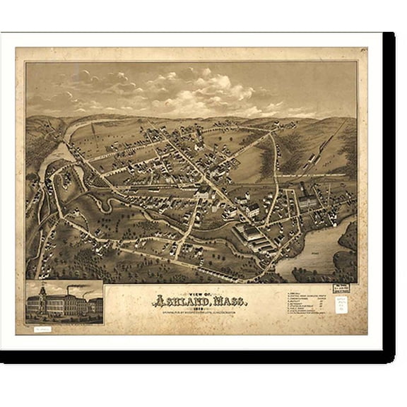 Historic Print, MA Ashland 1878, 18" x 24"