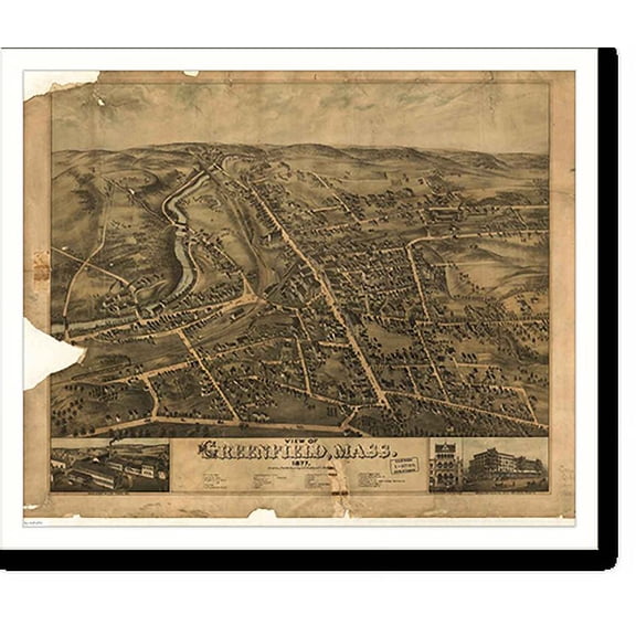 Historic Print, MA Greenfield 1877, 16" x 20"