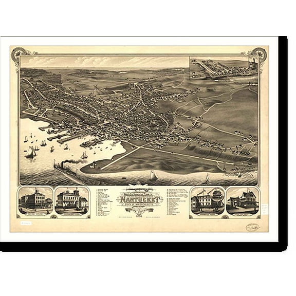 Historic Print, MA Nantucket 1881, 18" x 24"