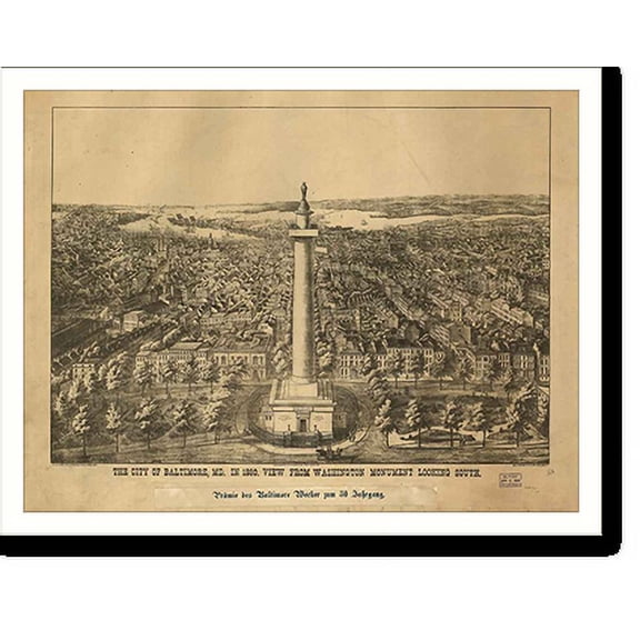 Historic Print, MD Baltimore 1880 MAP, 18" x 24"