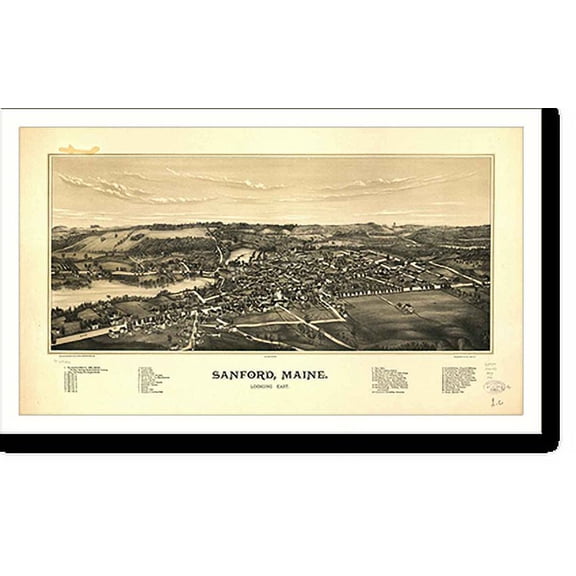 Historic Print, ME Sanford 1889 MAP, 16" x 20"