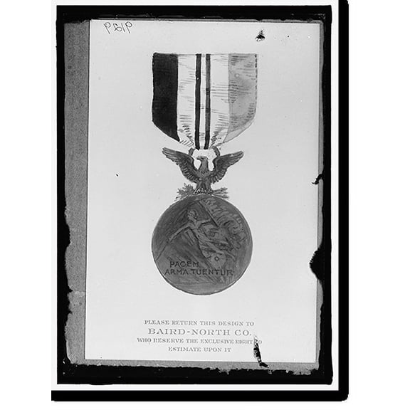 Historic Print, MEDALS, DECORATIONS, ETC. MEDAL SUBMITTED BY BAIRD-NORTH CO., 18" x 24"