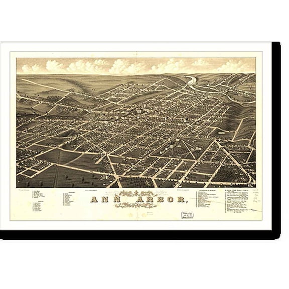 Historic Print, MI Ann Arbor 1880 MAP, 16" x 20"