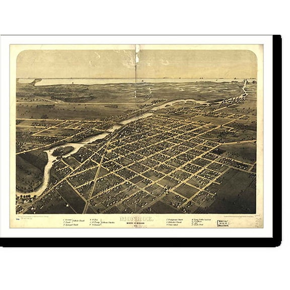 Historic Print, MI Monroe 1866 MAP, 18" x 24"