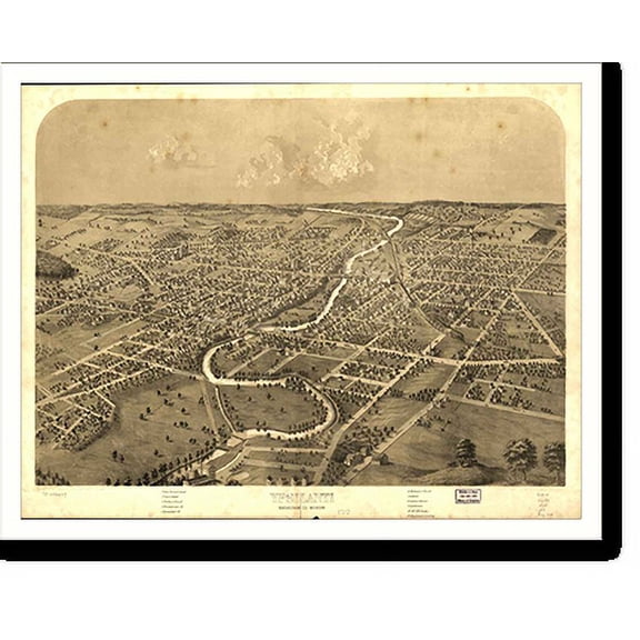 Historic Print, MI Ypsilanti 1868 MAP, 16" x 20"