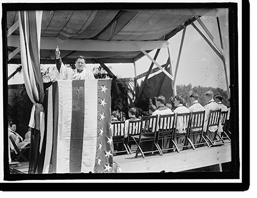 Historic Print, MILITARY FIELD MASS BY HOLY NAME SOC. OF ROMAN CATHOLIC