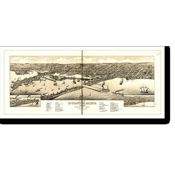 Historic Print, MN Duluth 1883 MAP, 16" x 20"