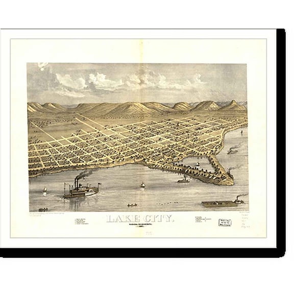 Historic Print, MN Lake City 1867 MAP, 16" x 20"