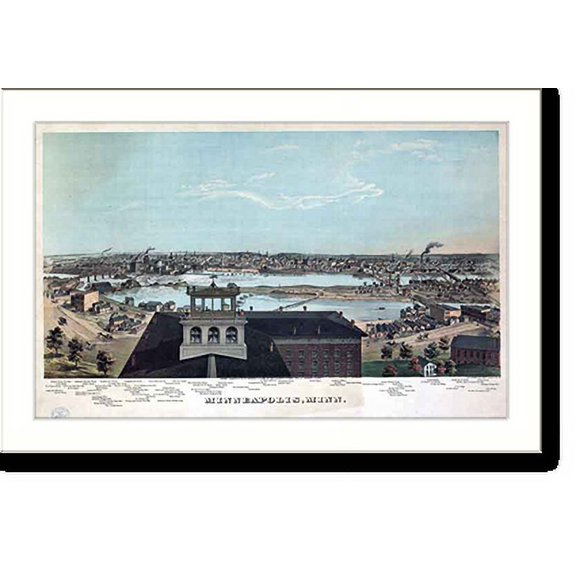 Historic Print, MN Minneapolis 1874 MAP, 16" x 20"