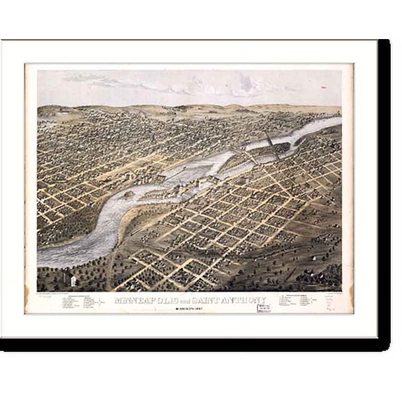 Historic Print, MN Minneapolis St. Anthony MAP, 16" x 20"