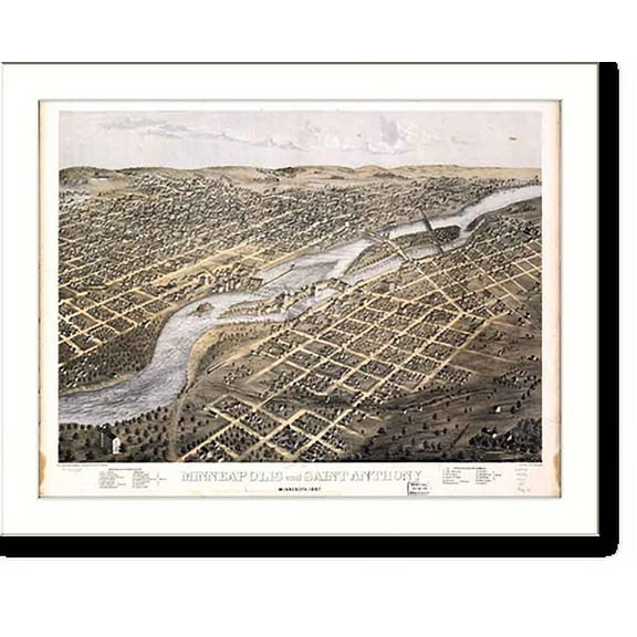 Historic Print, MN Minneapolis St. Anthony MAP, 18" x 24"