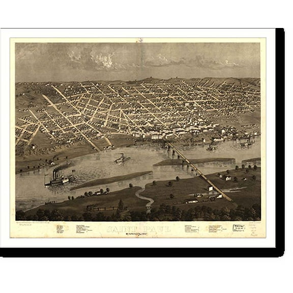 Historic Print, MN St. Paul 1867 MAP, 18" x 24"