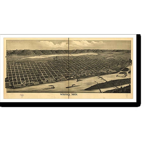 Historic Print, MN Winona 1889 MAP, 16" x 20"