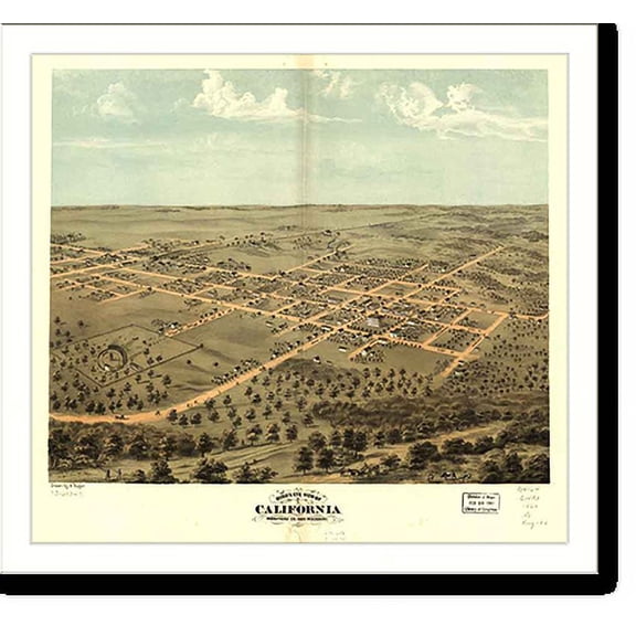 Historic Print, MO California 1869 MAP, 16" x 20"