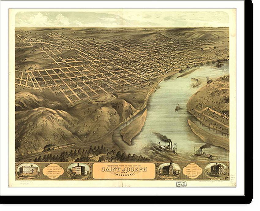 Historic Print, MO Saint Joseph 1868 MAP, 16" x 20"