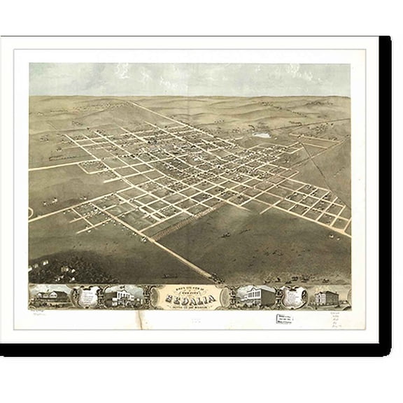 Historic Print, MO Sedalia 1869 MAP, 16" x 20"