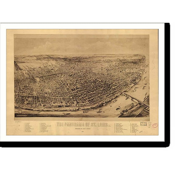 Historic Print, MO St. Louis 1800s 3 MAP, 18" x 24"
