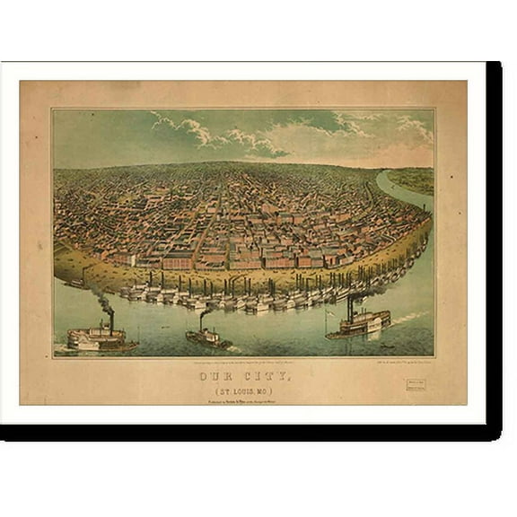 Historic Print, MO St. Louis 1859 MAP, 16" x 20"