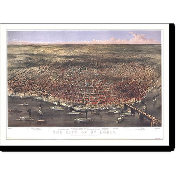 Historic Print, MO St. Louis 1874 MAP, 16" x 20"