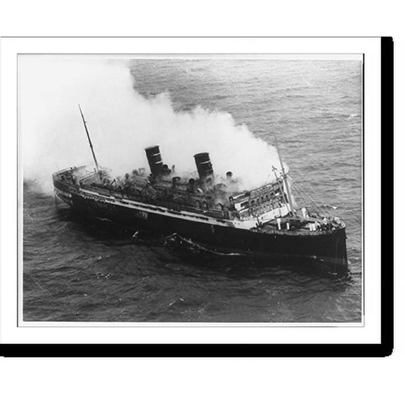 Historic Print, MORRO CASTLE burning at sea - 4, 18" x 24"