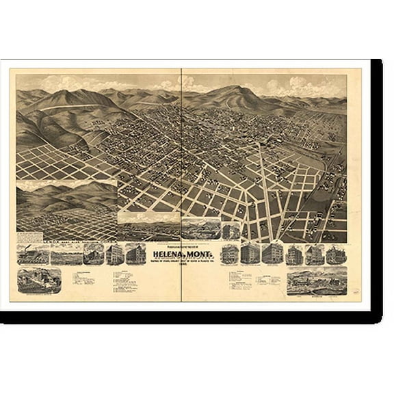 Historic Print, MT Helena 1890 MAP, 16" x 20"