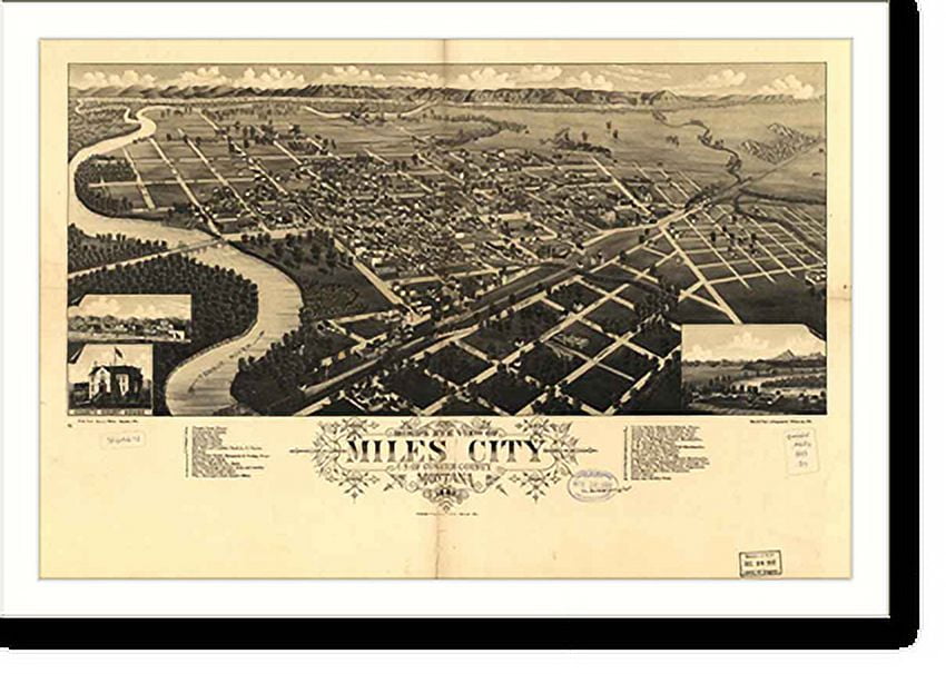 Historic Print, MT Miles City 1883 MAP, 16" x 20"
