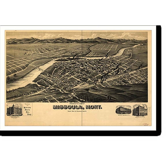 Historic Print, MT Missoula 1891 MAP, 18" x 24"