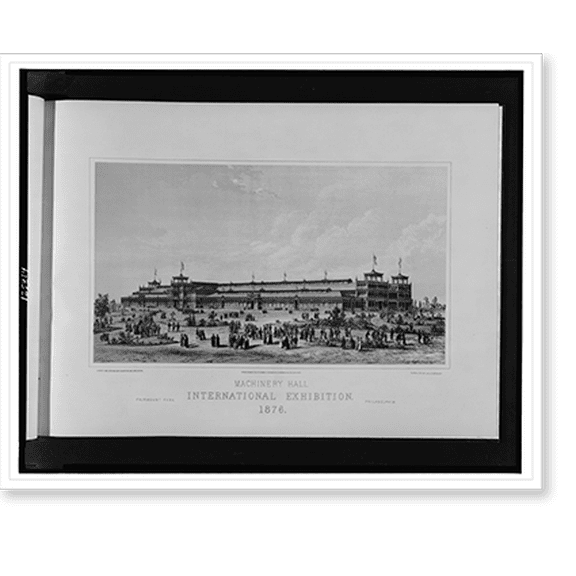 Historic Print, Machinery Hall, International Exhibition, 1876. Fairmont Park, Philadelphia.H. Pettit and Jos. M. Wilson, engineers and architects; photo-lith. by Julius Bien, N.Y., 16" x 20"