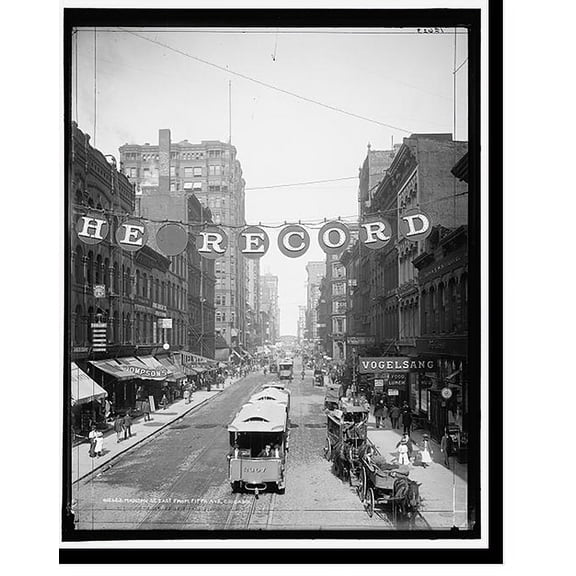Historic Print, Madison St. east from Fifth Ave., Chicago, 18" x 24"