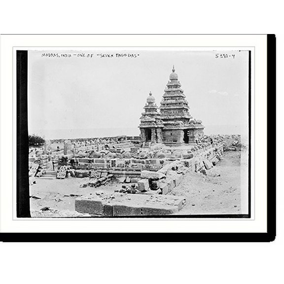 Historic Print, Madras, India . One of "7 Pagodas", 18" x 24"