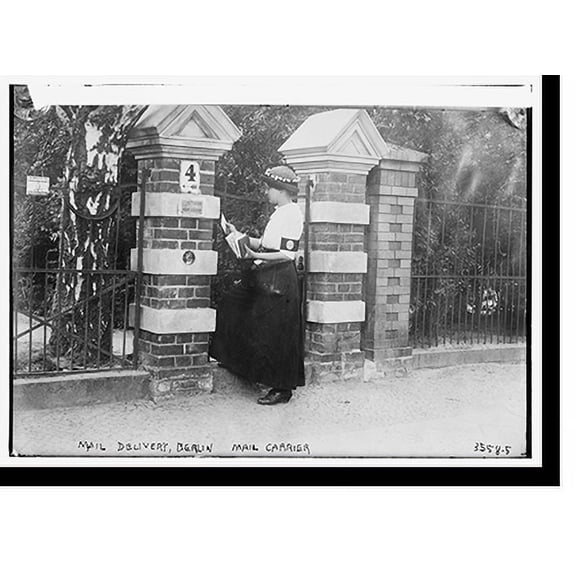 Historic Print, Mail delivery, Berlin, Mail Carrier, 16" x 20"