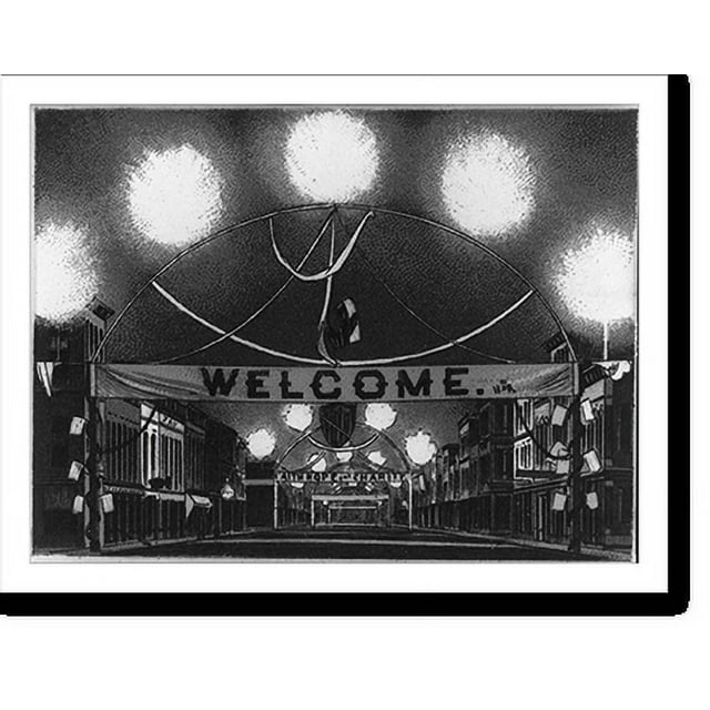 Historic Print, Main Street, Findlay, [Ohio]. Night of laying corner
