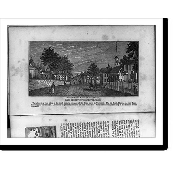 Historic Print, Main Street in Worcester, Mass., 18" x 24"