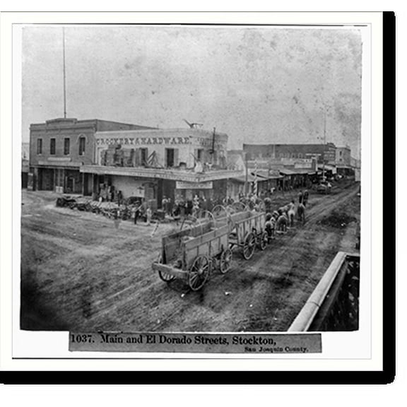 Historic Print, Main and El Dorado Streets, Stockton, San Joaquin County, 18" x 24"